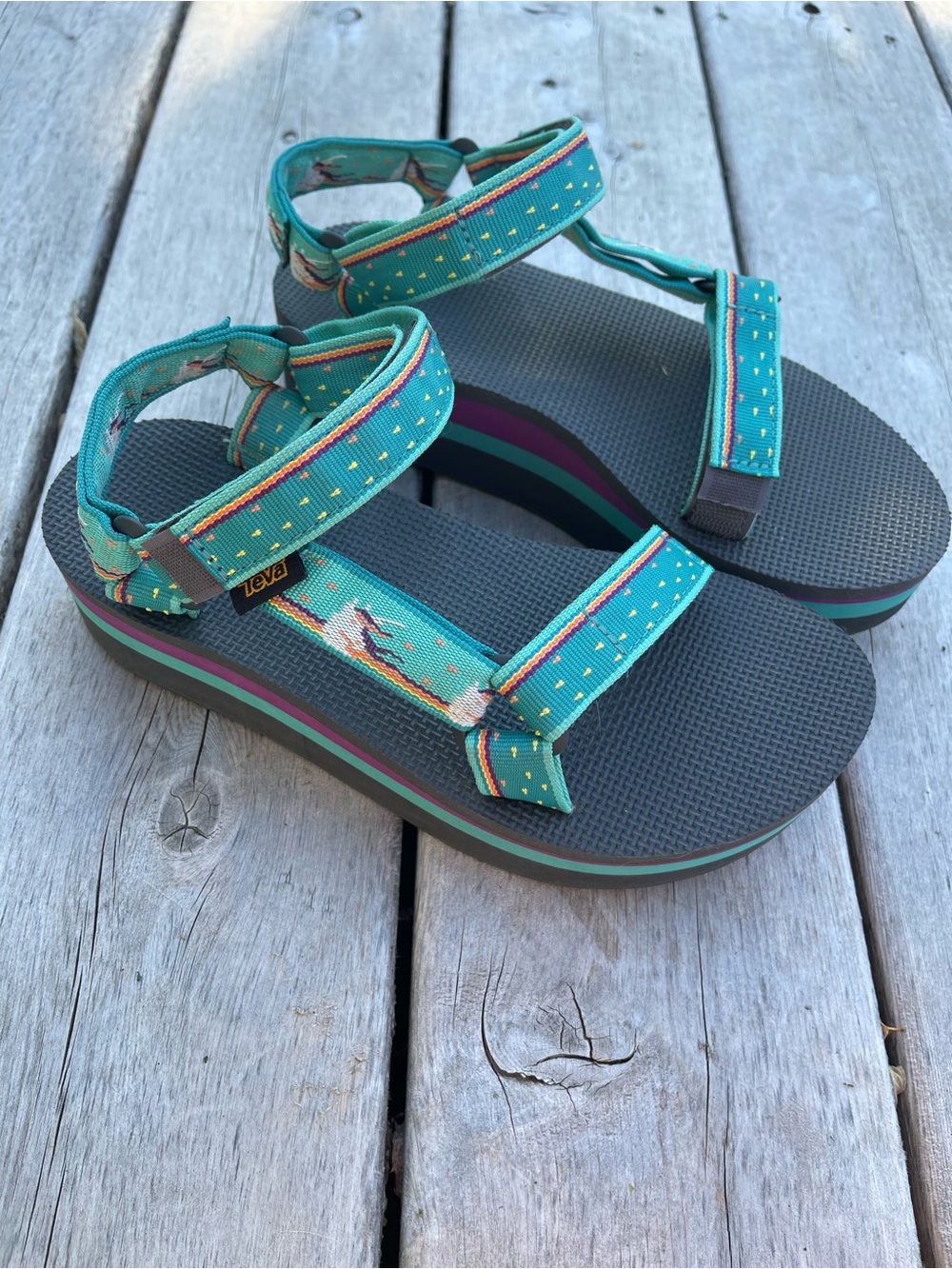 RARE Teva Flatform Universal Sandal Unicorn Waterfall - Picture 3 of 14